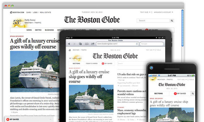 New Boston Globe responsive
site