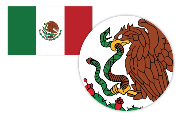 the Mexican flag in vector format showing visual details