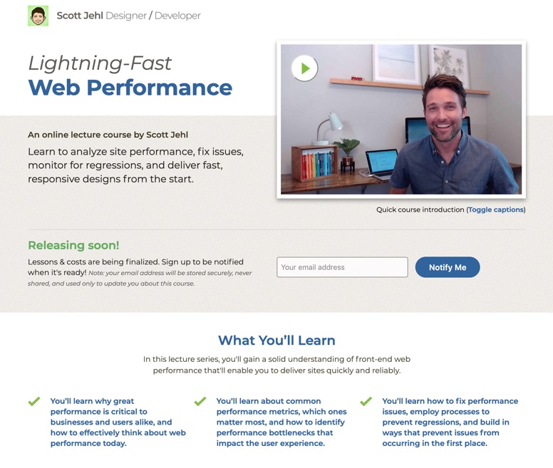 homepage of lightning-fast web performance