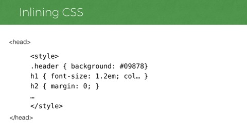 example showing a CSS file contents in a style element