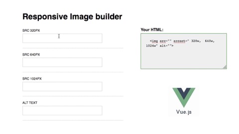 a web form with fields for image sizes 